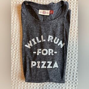 Will Run For Pizza Grey Muscle Tank